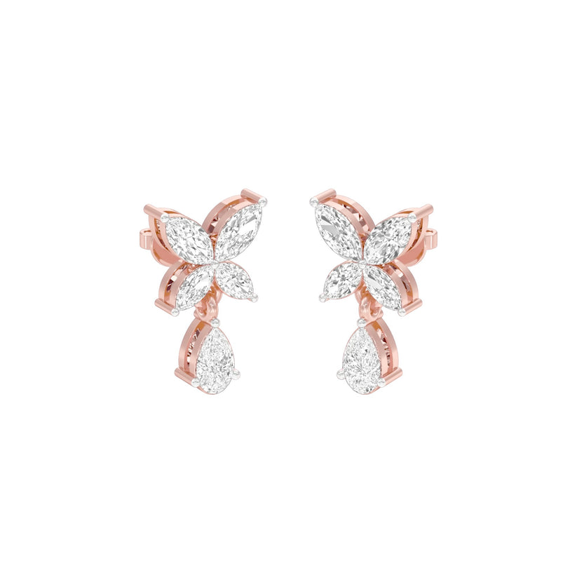 Marquise & Pear Lab-Grown Diamond Dangle Drop Earrings 0.92 CTW – 10 Stones | 10K, 14K, 18K White, Yellow & Rose Gold | IGI Certified