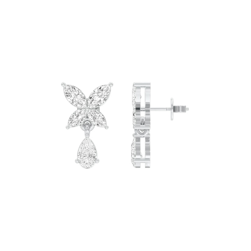 Marquise & Pear Lab-Grown Diamond Dangle Drop Earrings 0.92 CTW – 10 Stones | 10K, 14K, 18K White, Yellow & Rose Gold | IGI Certified
