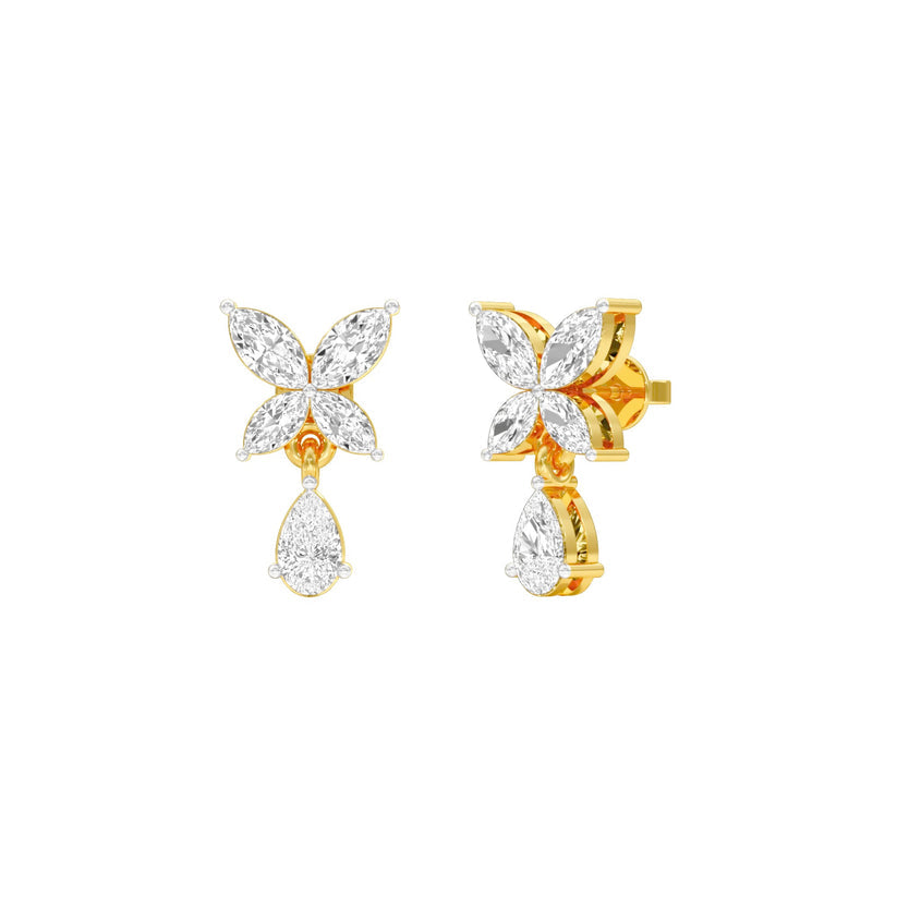Marquise & Pear Lab-Grown Diamond Dangle Drop Earrings 0.92 CTW – 10 Stones | 10K, 14K, 18K White, Yellow & Rose Gold | IGI Certified