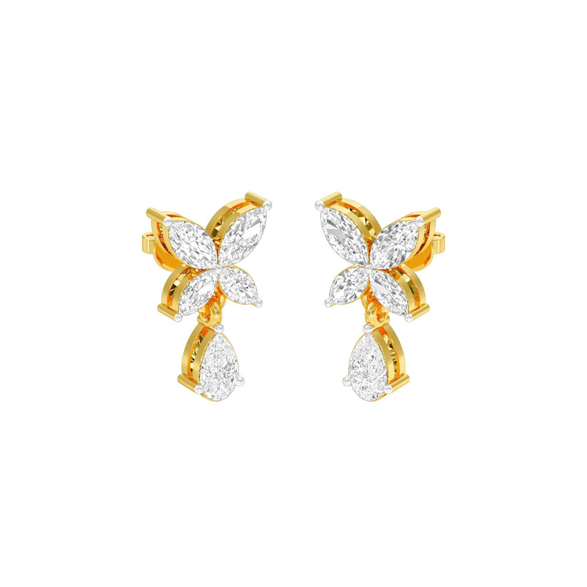 Marquise & Pear Lab-Grown Diamond Dangle Drop Earrings 0.92 CTW – 10 Stones | 10K, 14K, 18K White, Yellow & Rose Gold | IGI Certified