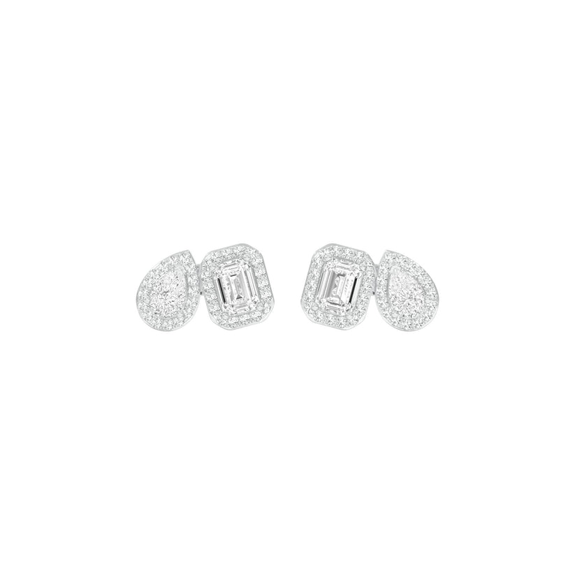 Pear & Emerald Lab-Grown Diamond Halo Earrings 3.78 CTW – 72 Stones | 10K, 14K, 18K White, Yellow & Rose Gold | IGI Certified