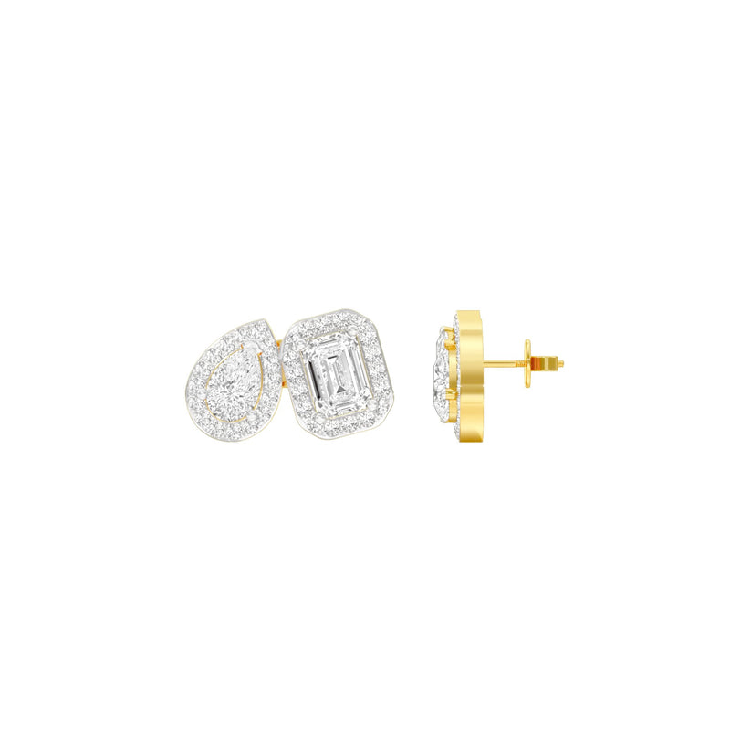 Pear & Emerald Lab-Grown Diamond Halo Earrings 3.78 CTW – 72 Stones | 10K, 14K, 18K White, Yellow & Rose Gold | IGI Certified