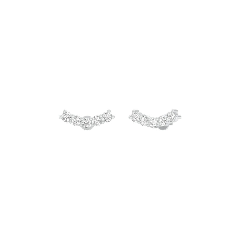 Round Lab-Grown Diamond Linear Ear Climber Earrings 0.30 CTW – 10 Stones | Prong-Set | 10K, 14K, 18K White, Yellow & Rose Gold | IGI Certified
