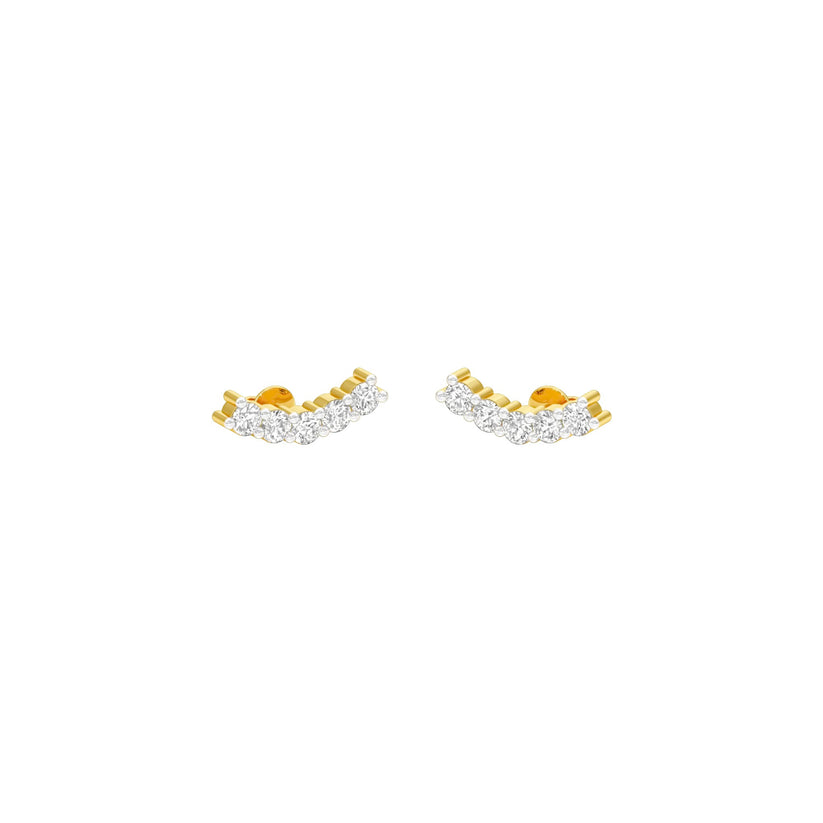 Round Lab-Grown Diamond Linear Ear Climber Earrings 0.30 CTW – 10 Stones | Prong-Set | 10K, 14K, 18K White, Yellow & Rose Gold | IGI Certified