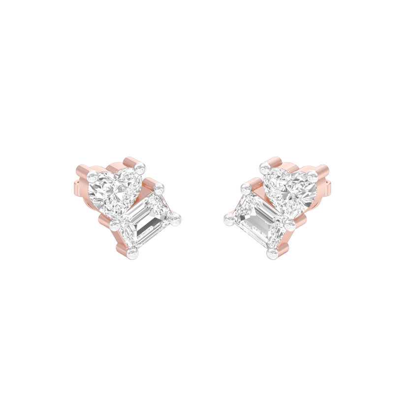 Emerald & Heart Lab-Grown Diamond Toi et Moi Earrings 0.66 CTW – 4 Stones | Two-Stone Design | 10K, 14K, 18K White, Yellow & Rose Gold | IGI Certified