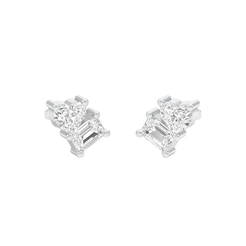 Emerald & Heart Lab-Grown Diamond Toi et Moi Earrings 0.66 CTW – 4 Stones | Two-Stone Design | 10K, 14K, 18K White, Yellow & Rose Gold | IGI Certified