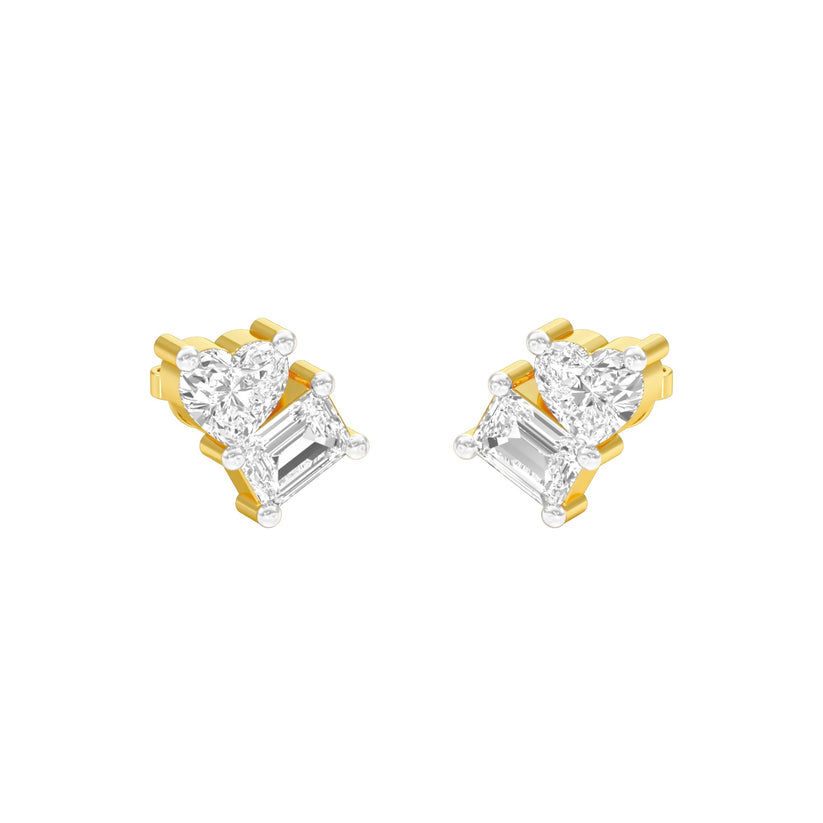 Emerald & Heart Lab-Grown Diamond Toi et Moi Earrings 0.66 CTW – 4 Stones | Two-Stone Design | 10K, 14K, 18K White, Yellow & Rose Gold | IGI Certified