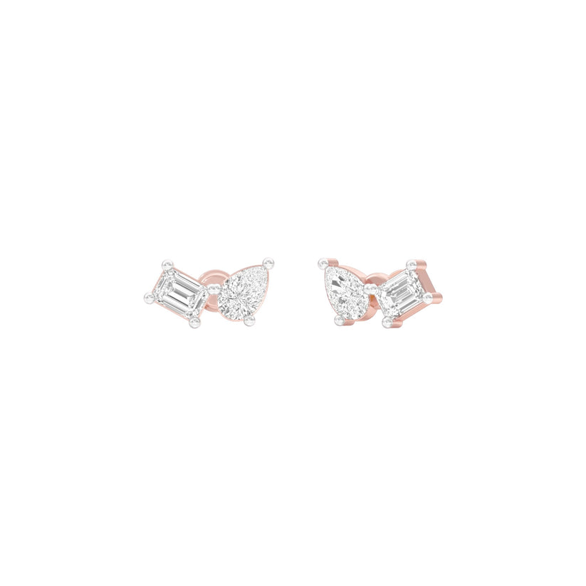 Emerald & Pear Lab-Grown Diamond Toi et Moi Earrings 0.56 CTW – 4 Stones | Two-Stone Design | 10K, 14K, 18K White, Yellow & Rose Gold | IGI Certified