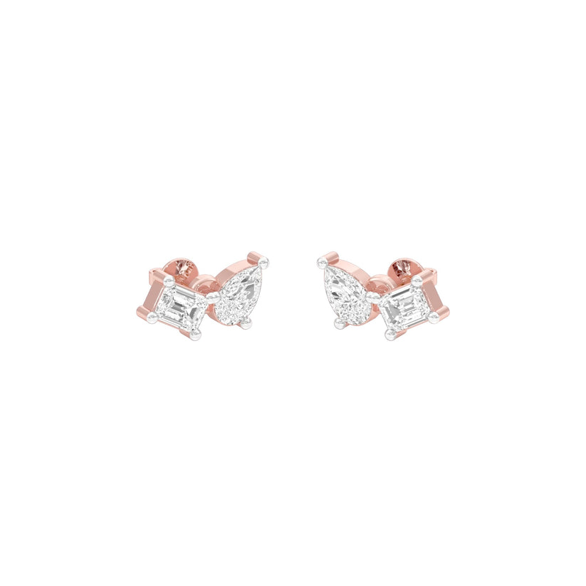 Emerald & Pear Lab-Grown Diamond Toi et Moi Earrings 0.56 CTW – 4 Stones | Two-Stone Design | 10K, 14K, 18K White, Yellow & Rose Gold | IGI Certified