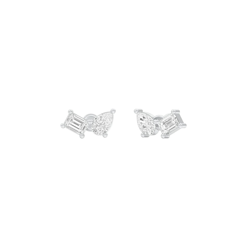 Emerald & Pear Lab-Grown Diamond Toi et Moi Earrings 0.56 CTW – 4 Stones | Two-Stone Design | 10K, 14K, 18K White, Yellow & Rose Gold | IGI Certified
