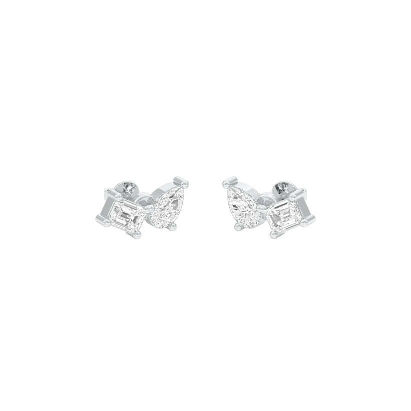 Emerald & Pear Lab-Grown Diamond Toi et Moi Earrings 0.56 CTW – 4 Stones | Two-Stone Design | 10K, 14K, 18K White, Yellow & Rose Gold | IGI Certified