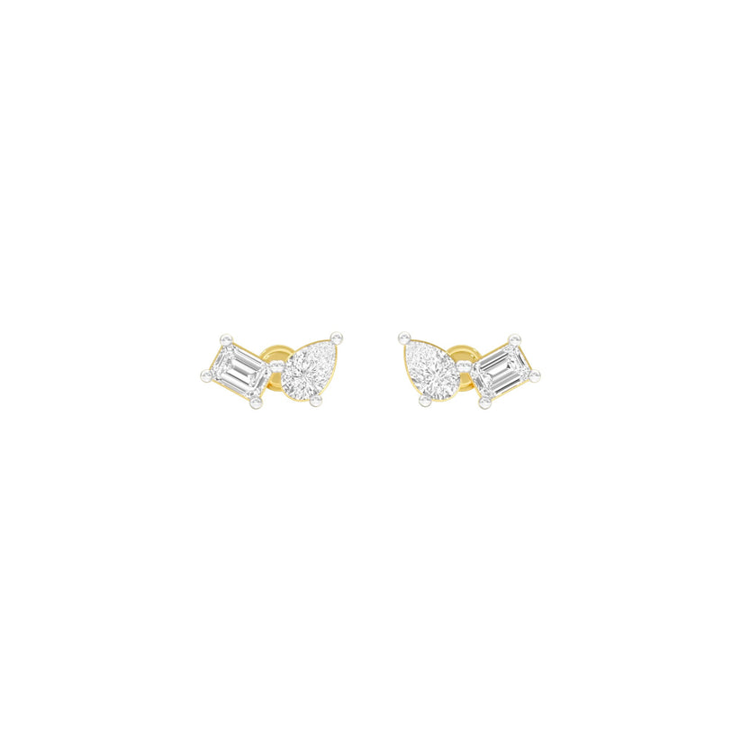 Emerald & Pear Lab-Grown Diamond Toi et Moi Earrings 0.56 CTW – 4 Stones | Two-Stone Design | 10K, 14K, 18K White, Yellow & Rose Gold | IGI Certified