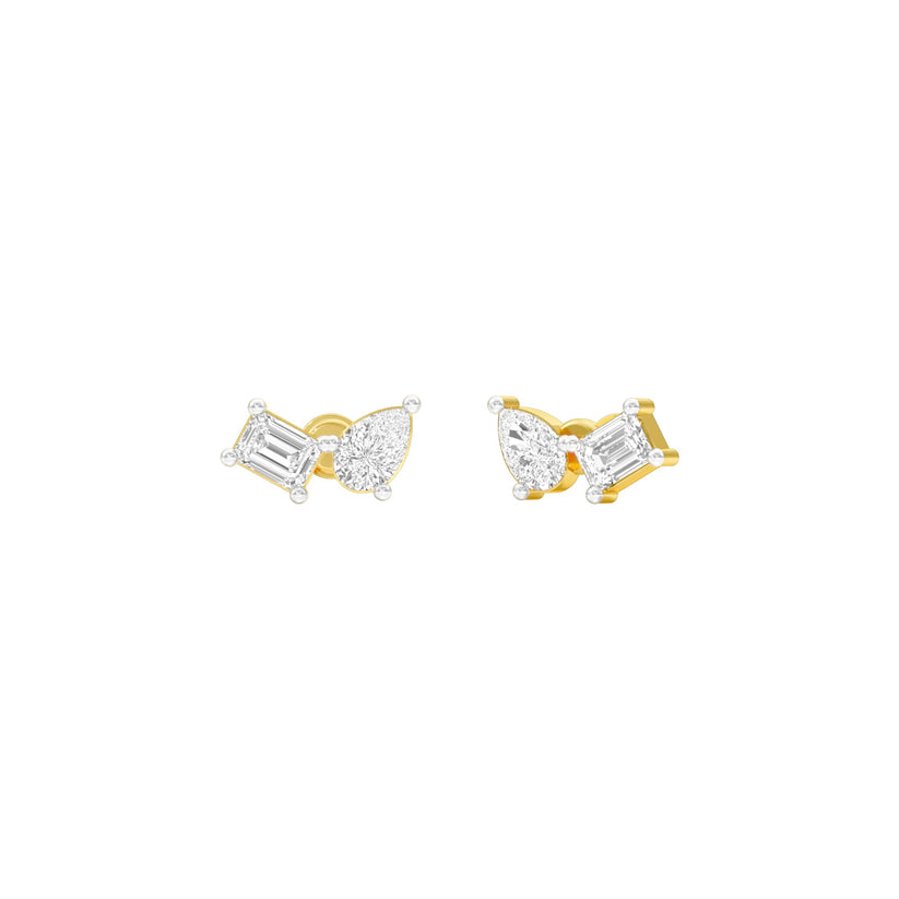 Emerald & Pear Lab-Grown Diamond Toi et Moi Earrings 0.56 CTW – 4 Stones | Two-Stone Design | 10K, 14K, 18K White, Yellow & Rose Gold | IGI Certified