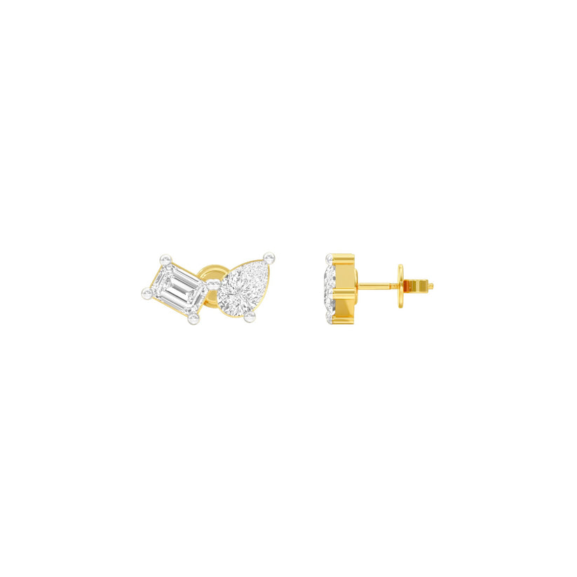 Emerald & Pear Lab-Grown Diamond Toi et Moi Earrings 0.56 CTW – 4 Stones | Two-Stone Design | 10K, 14K, 18K White, Yellow & Rose Gold | IGI Certified