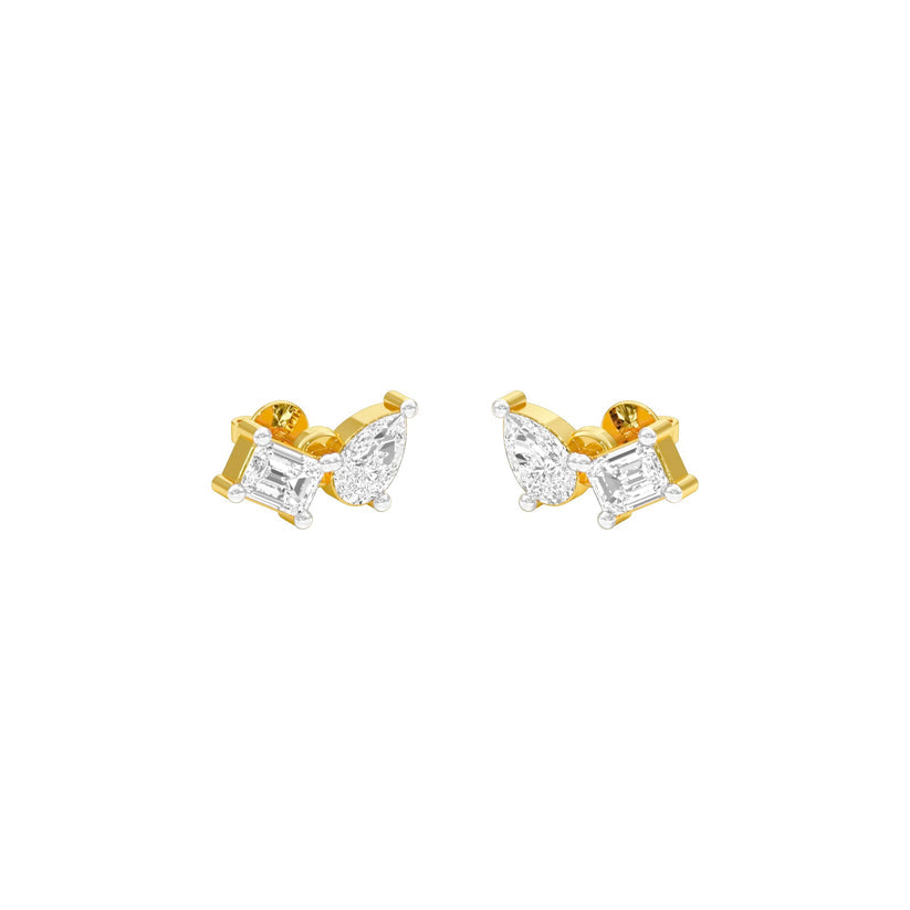 Emerald & Pear Lab-Grown Diamond Toi et Moi Earrings 0.56 CTW – 4 Stones | Two-Stone Design | 10K, 14K, 18K White, Yellow & Rose Gold | IGI Certified