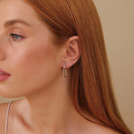 Load image into Gallery viewer, Round Lab-Grown Diamond Curved Hoop Earrings 0.55 CTW – 70 Stones | 10K, 14K, 18K Gold | IGI Certified
