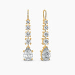 Load image into Gallery viewer, Pear &amp; Round Lab-Grown Diamond Dangle Drop Earrings 13.20 CTW – 24 Stones | 10K, 14K, 18K White, Yellow &amp; Rose Gold | IGI Certified
