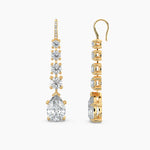 Load image into Gallery viewer, Pear &amp; Round Lab-Grown Diamond Dangle Drop Earrings 13.20 CTW – 24 Stones | 10K, 14K, 18K White, Yellow &amp; Rose Gold | IGI Certified
