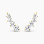 Load image into Gallery viewer, 1.90 CTW Round Lab-Grown Diamond Ear Climber Earrings in 14K Yellow Gold – IGI Certified
