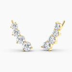 Load image into Gallery viewer, 1.90 CTW Round Lab-Grown Diamond Ear Climber Earrings in 14K Yellow Gold – IGI Certified
