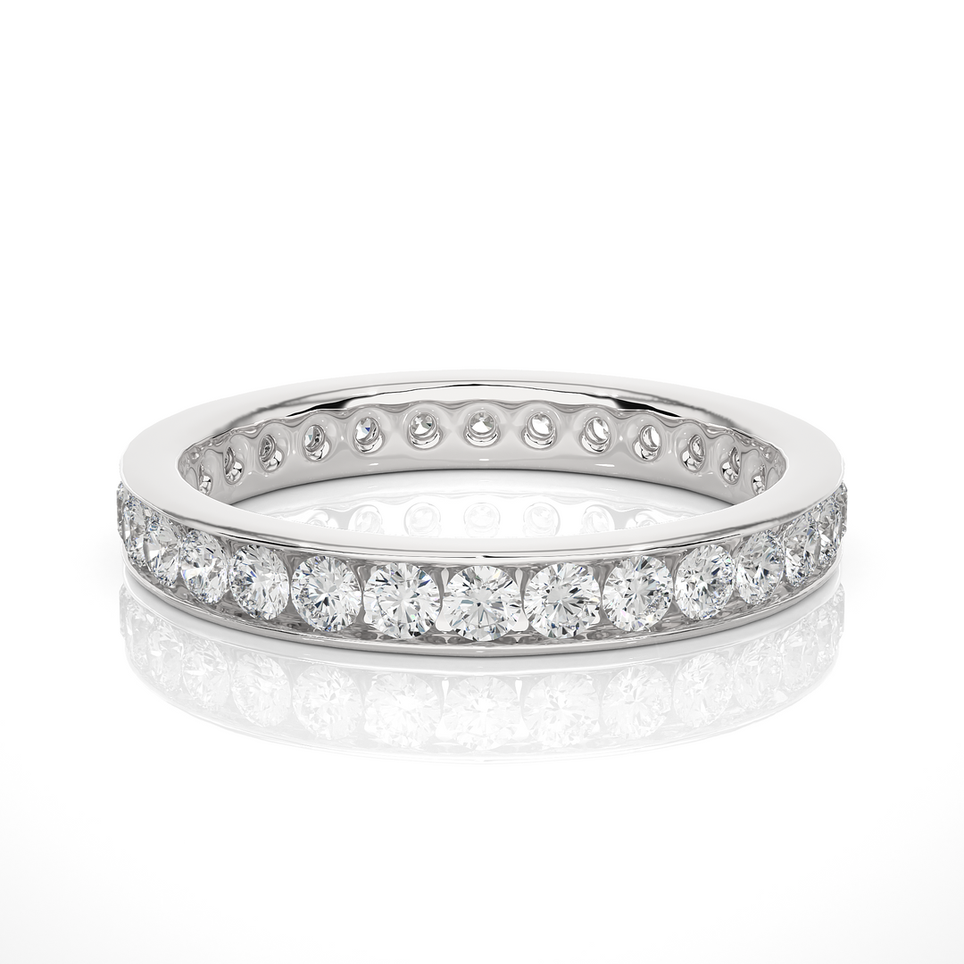 1.04 CT Round Lab Grown Diamond Channel Set Ring | 30 Stone Gold Band