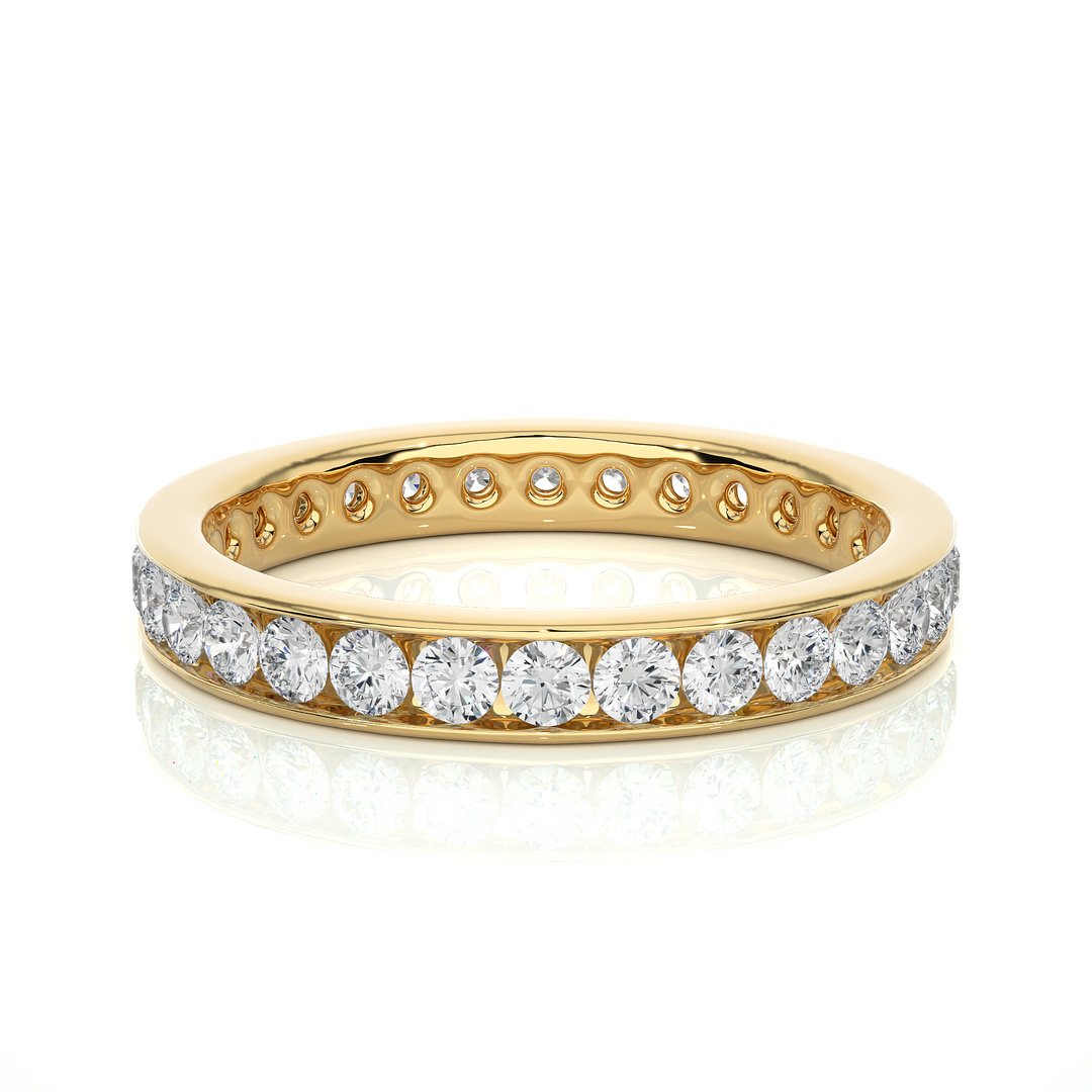 1.04 CT Round Lab Grown Diamond Channel Set Ring | 30 Stone Gold Band
