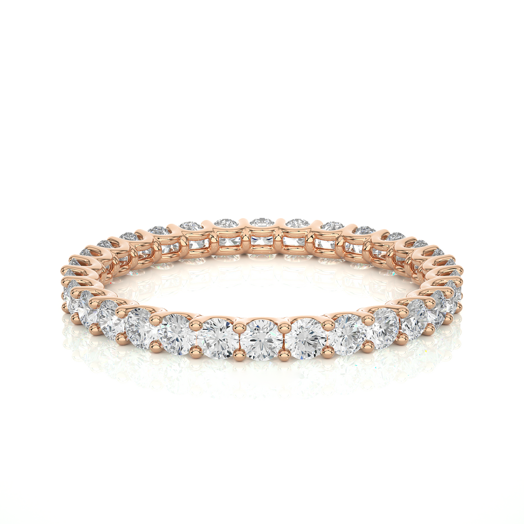 1.04 CT Round Lab Grown Diamond Prong Set Eternity Band | 30 Stone Gold Ring