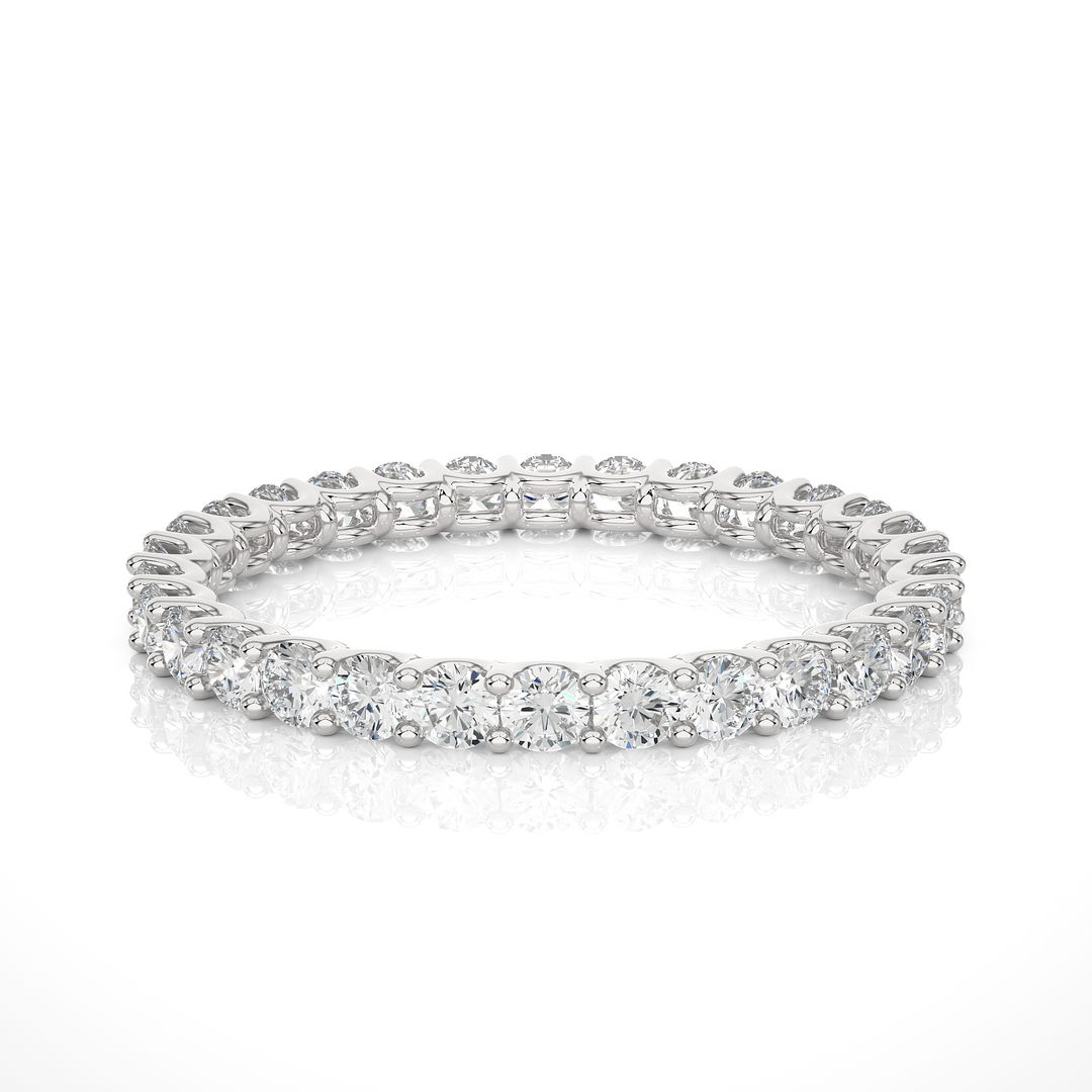 1.04 CT Round Lab Grown Diamond Prong Set Eternity Band | 30 Stone Gold Ring