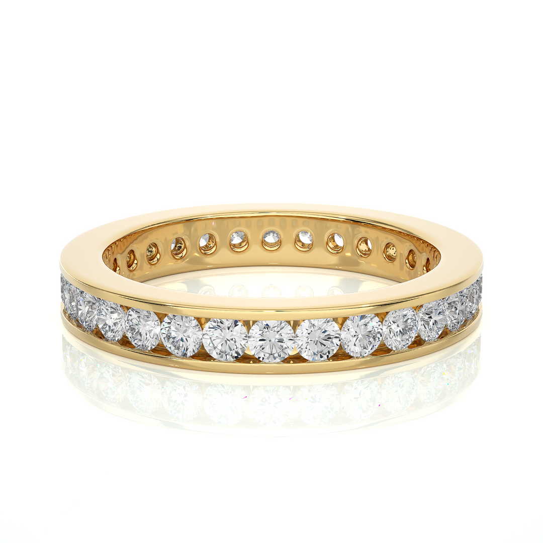 1.20 CT Round Lab Grown Diamond Channel Set Eternity Band | 30 Stone Gold Ring