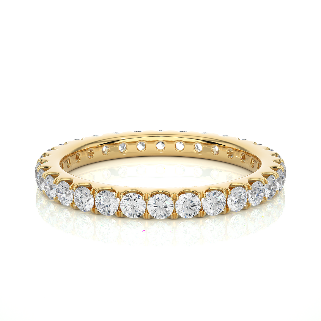 1.04 CT Round Lab Grown Diamond Micro Pave Eternity Ring | 30 Stone Gold Band