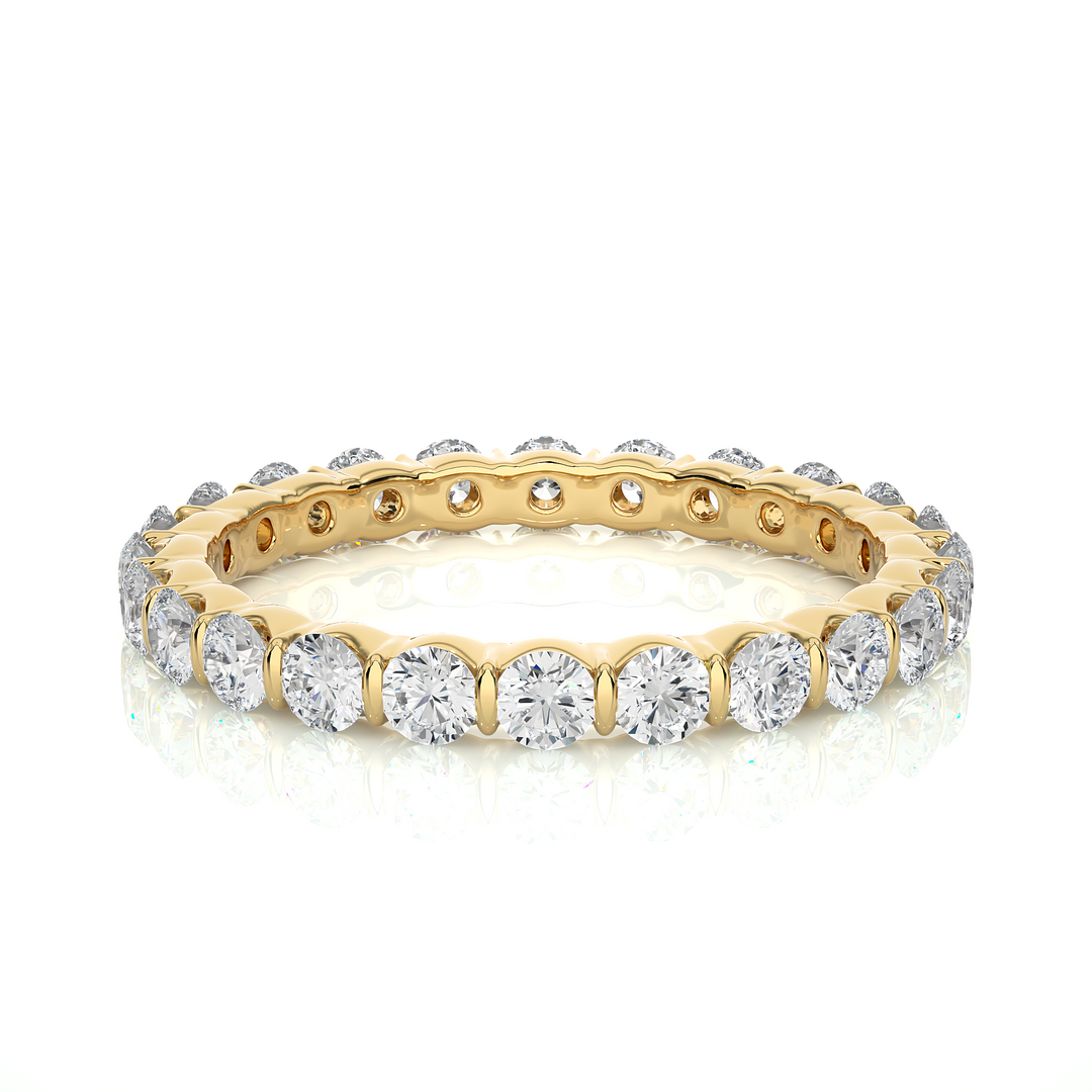 1.09 CT Round Lab Grown Diamond Bar Set Eternity Band | 24 Stone Gold Ring