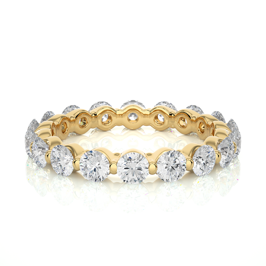 2.01 CT Round Lab Grown Diamond Bar Set Eternity Ring | 18 Stone Gold Band