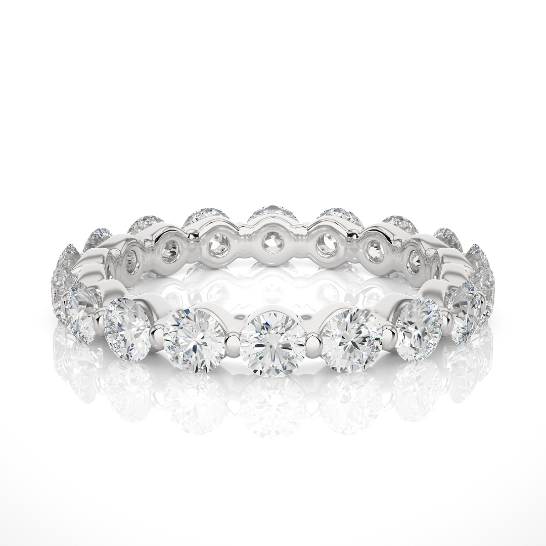 2.01 CT Round Lab Grown Diamond Bar Set Eternity Ring | 18 Stone Gold Band