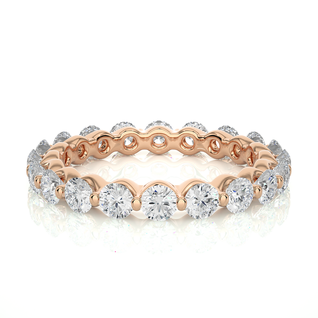 2.03 CT Round Lab Grown Diamond Bar Set Eternity Band | 20 Stone Gold Ring