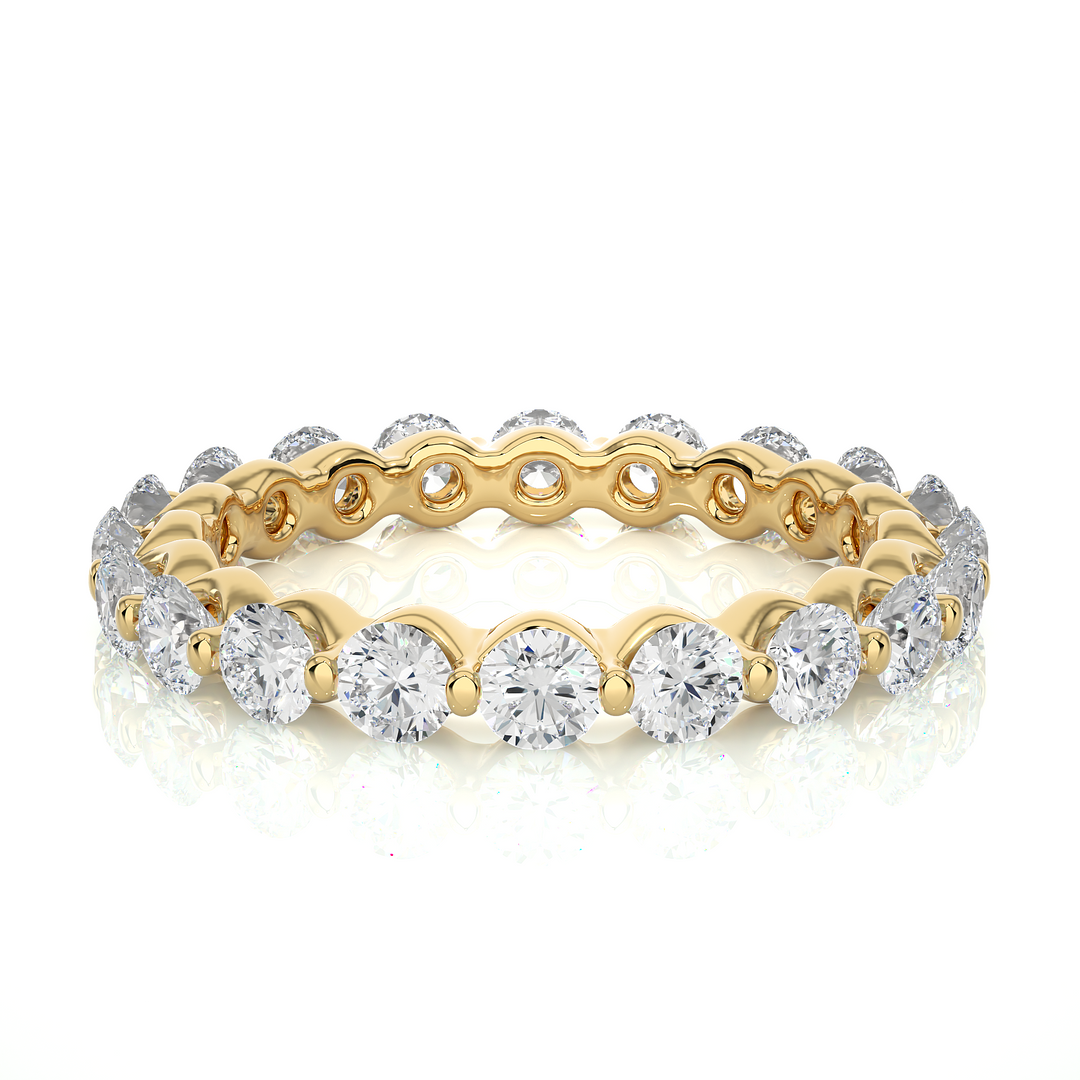 2.03 CT Round Lab Grown Diamond Bar Set Eternity Band | 20 Stone Gold Ring