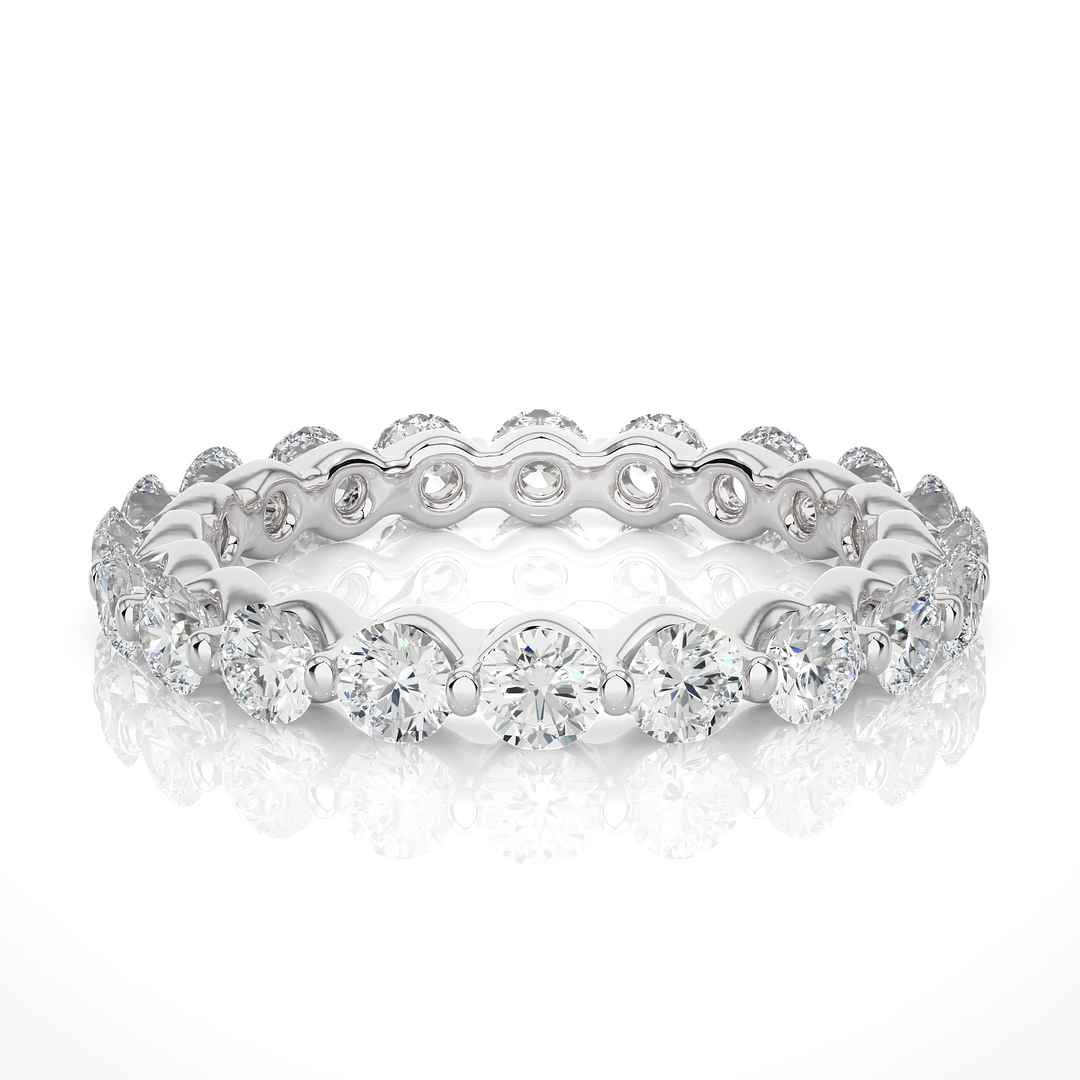 2.03 CT Round Lab Grown Diamond Bar Set Eternity Band | 20 Stone Gold Ring