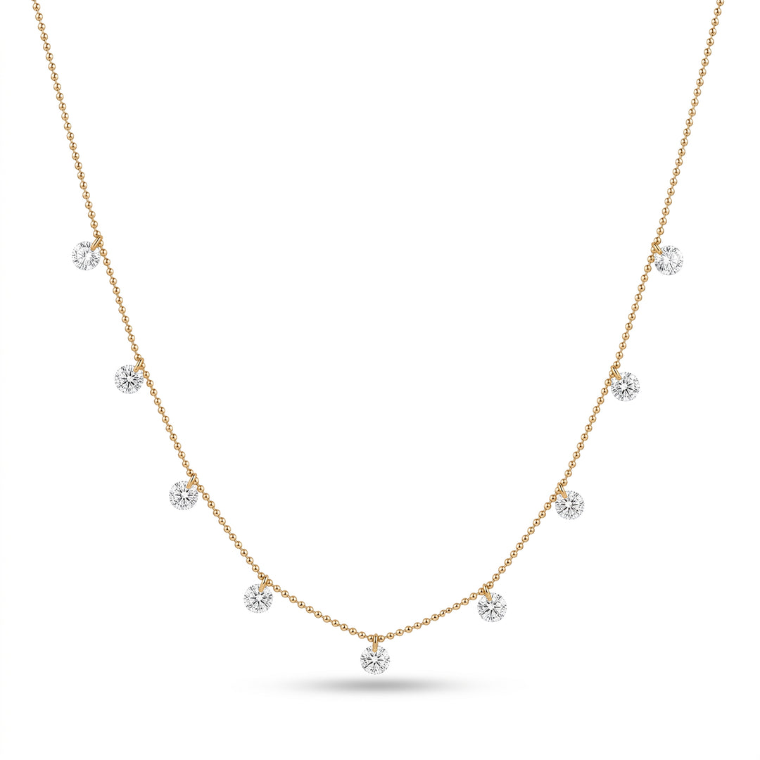 Ready-to-Ship 1.95 CT Round Cut Lab-Grown Drilled Diamond Necklace in 14K Yellow Gold