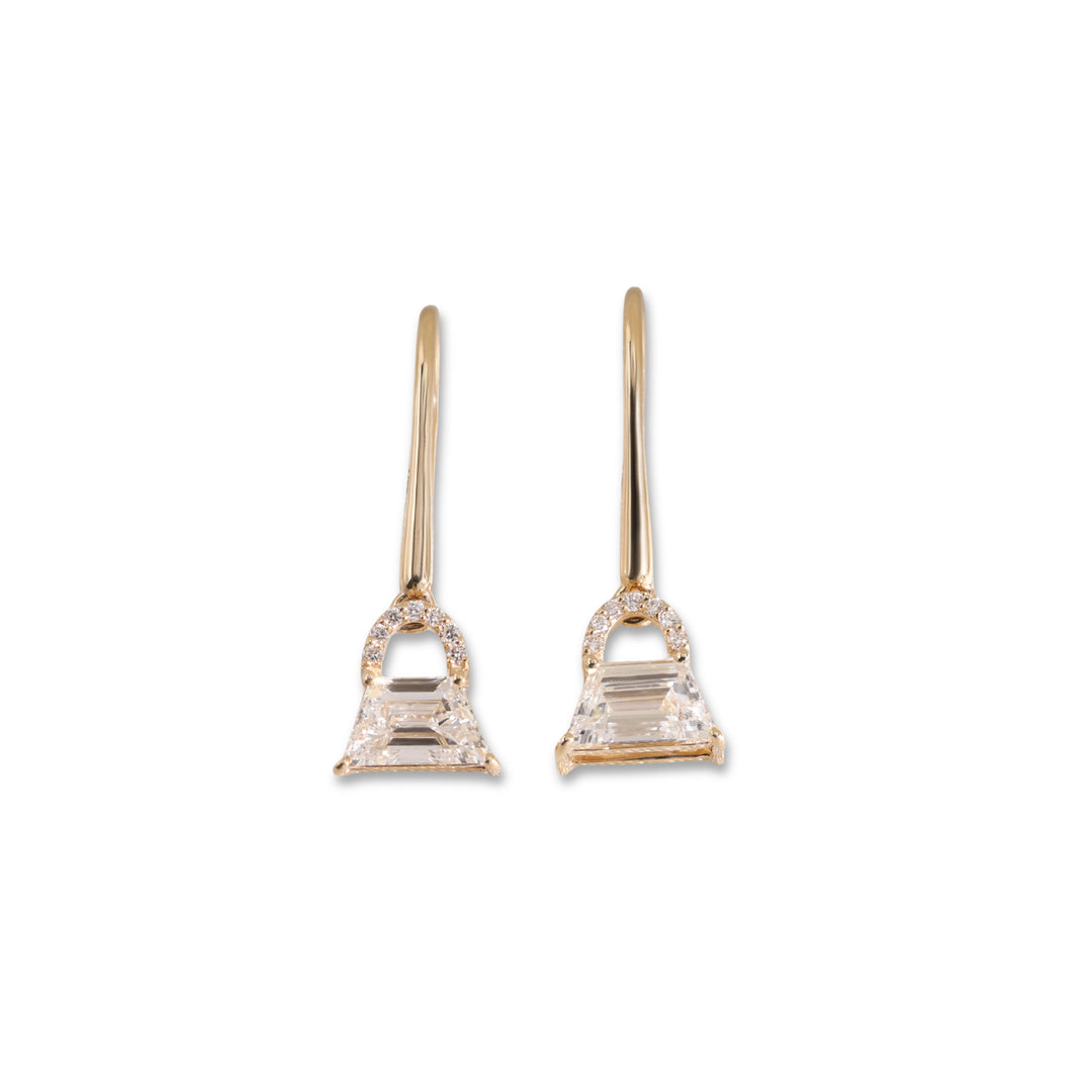 Ready-to-Ship 1.22 CT Round & Trapezoid Lab-Grown Diamond Earrings in 10K Yellow Gold