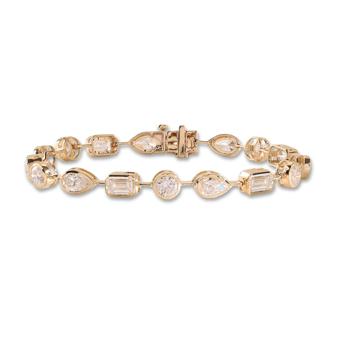 Ready to Ship – 9.24 CT Multi-Shape Lab-Grown Diamond Bracelet in 10K Yellow Gold