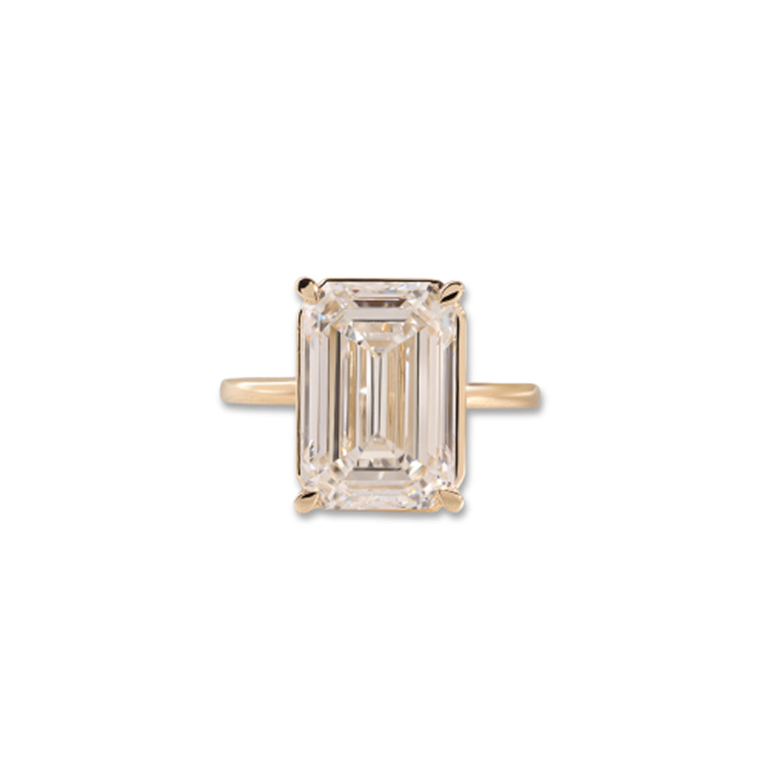 Ready-to-Ship 7.35 CT Emerald Diamond Solitaire Engagement Ring in 14K Yellow Gold