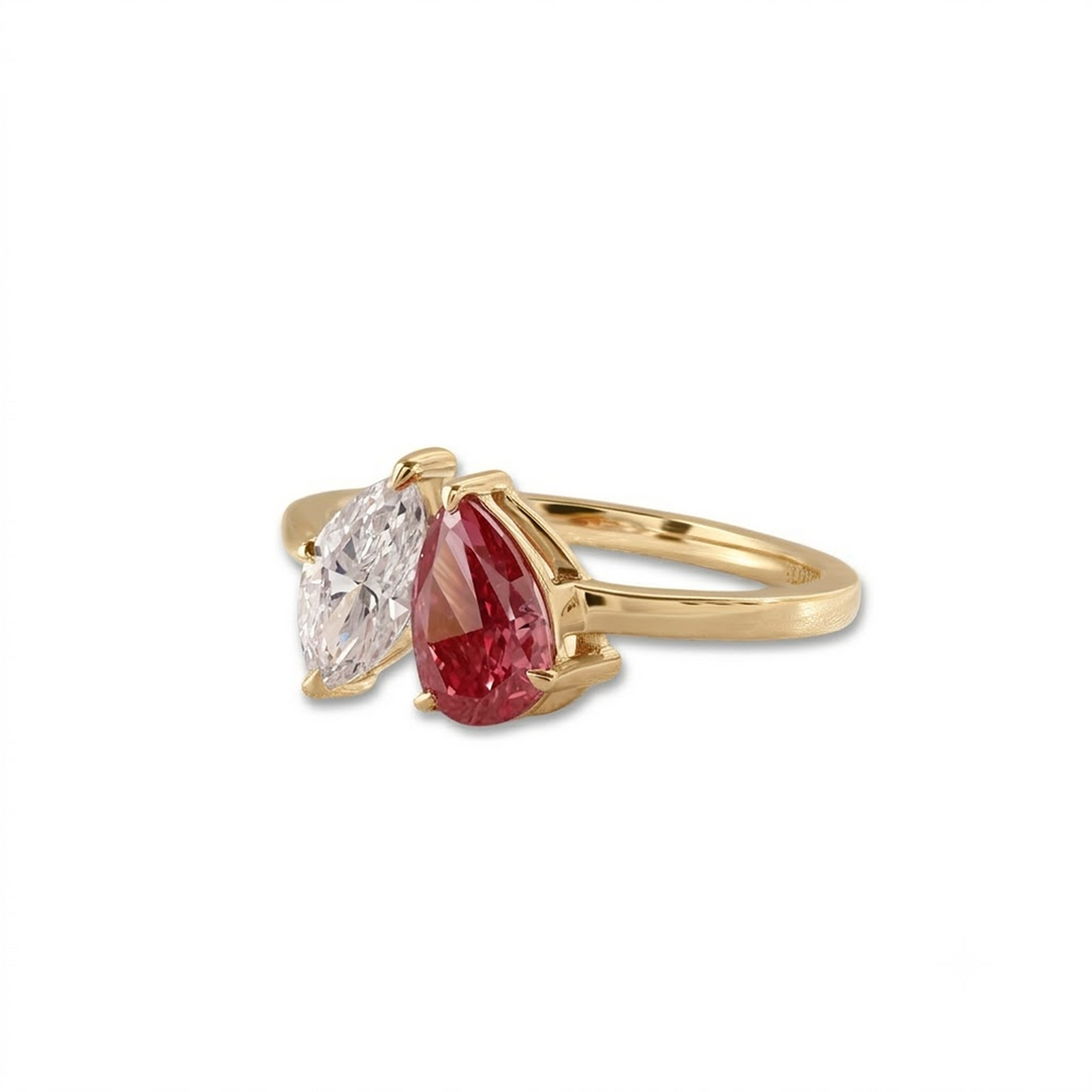Ready-to-Ship 1.46 CT Toi et Moi Lab Grown Diamond Ring in 14K Yellow Gold