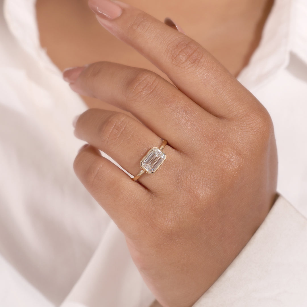 Ready-to-Ship 2.00 CT Emerald Solitaire Diamond Engagement Ring in 14K Yellow Gold