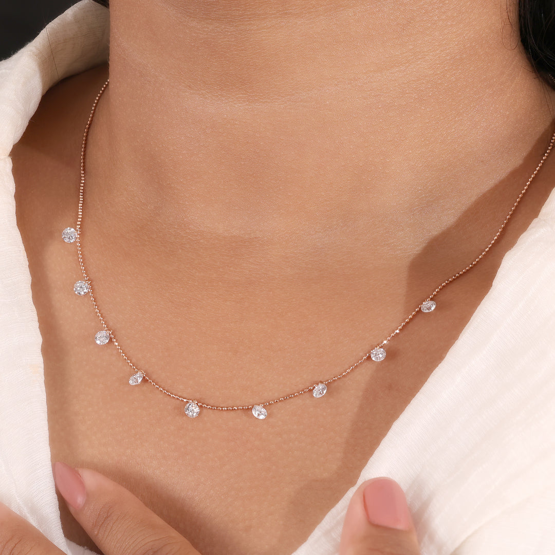 Ready-to-Ship 1.95 CT Round Cut Lab-Grown Drilled Diamond Necklace in 14K Yellow Gold