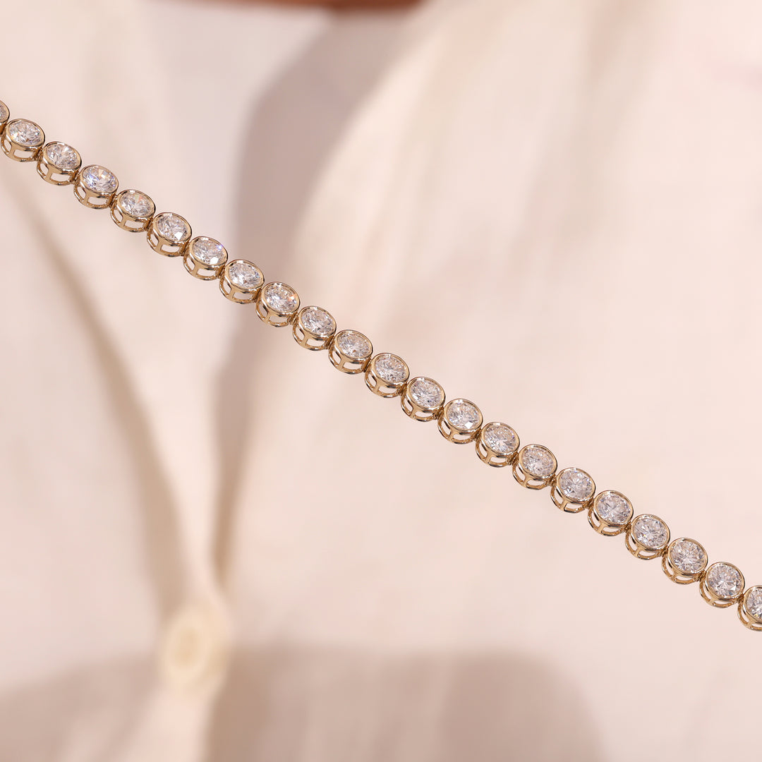 Ready to Ship – 6.70 CT Round Cut Lab-Grown Diamond Bracelet in 10K Yellow Gold