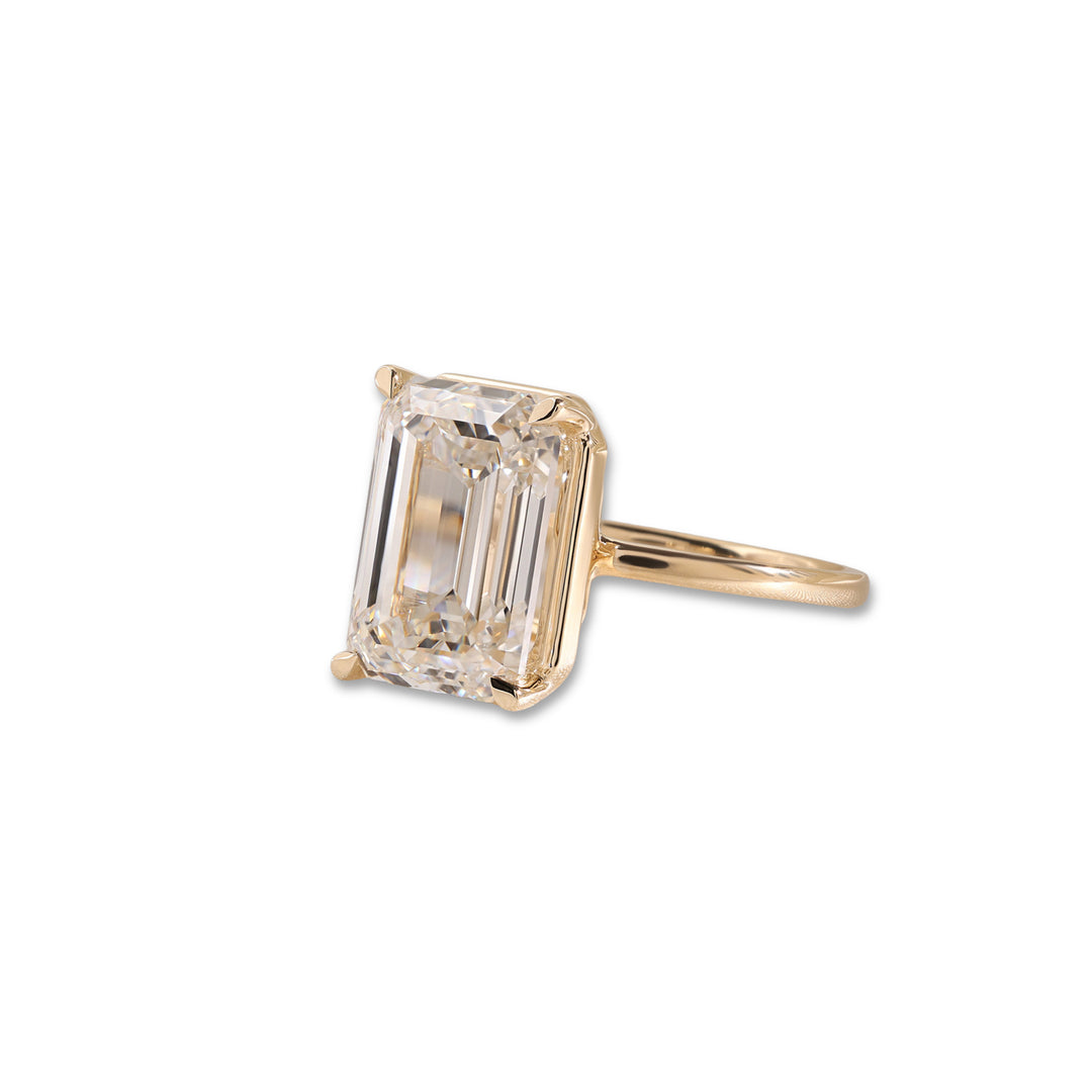 Ready-to-Ship 7.35 CT Emerald Diamond Solitaire Engagement Ring in 14K Yellow Gold
