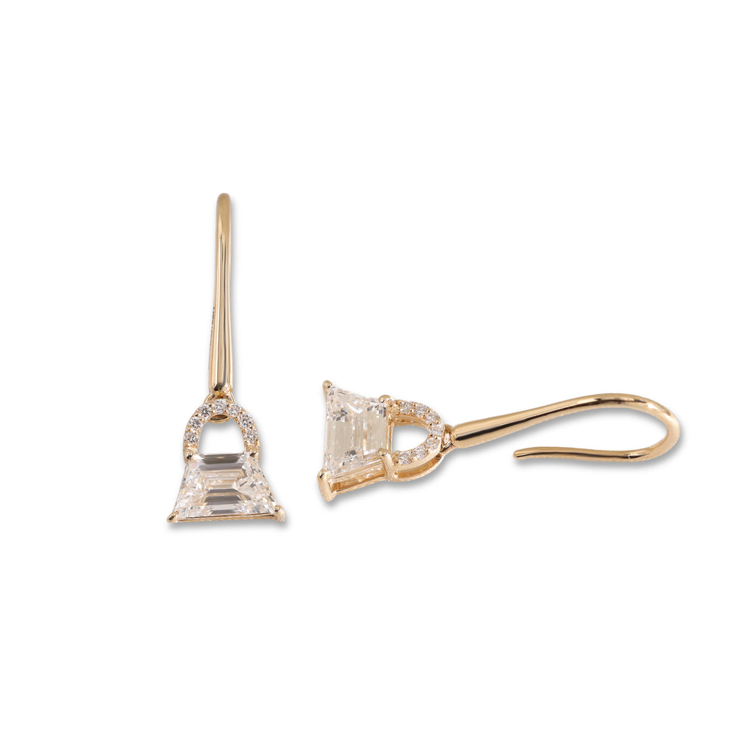 Ready-to-Ship 1.22 CT Round & Trapezoid Lab-Grown Diamond Earrings in 10K Yellow Gold