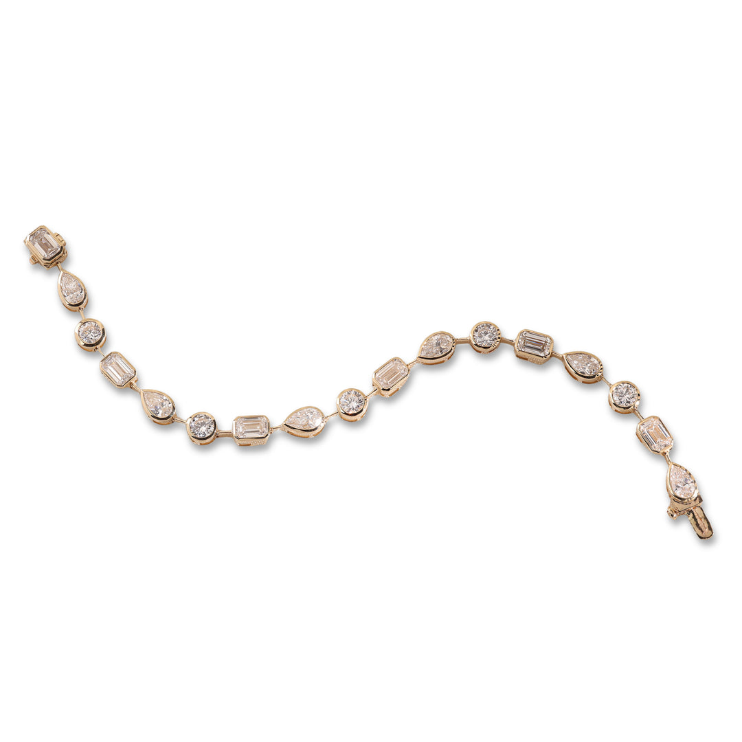 Ready to Ship – 9.24 CT Multi-Shape Lab-Grown Diamond Bracelet in 10K Yellow Gold