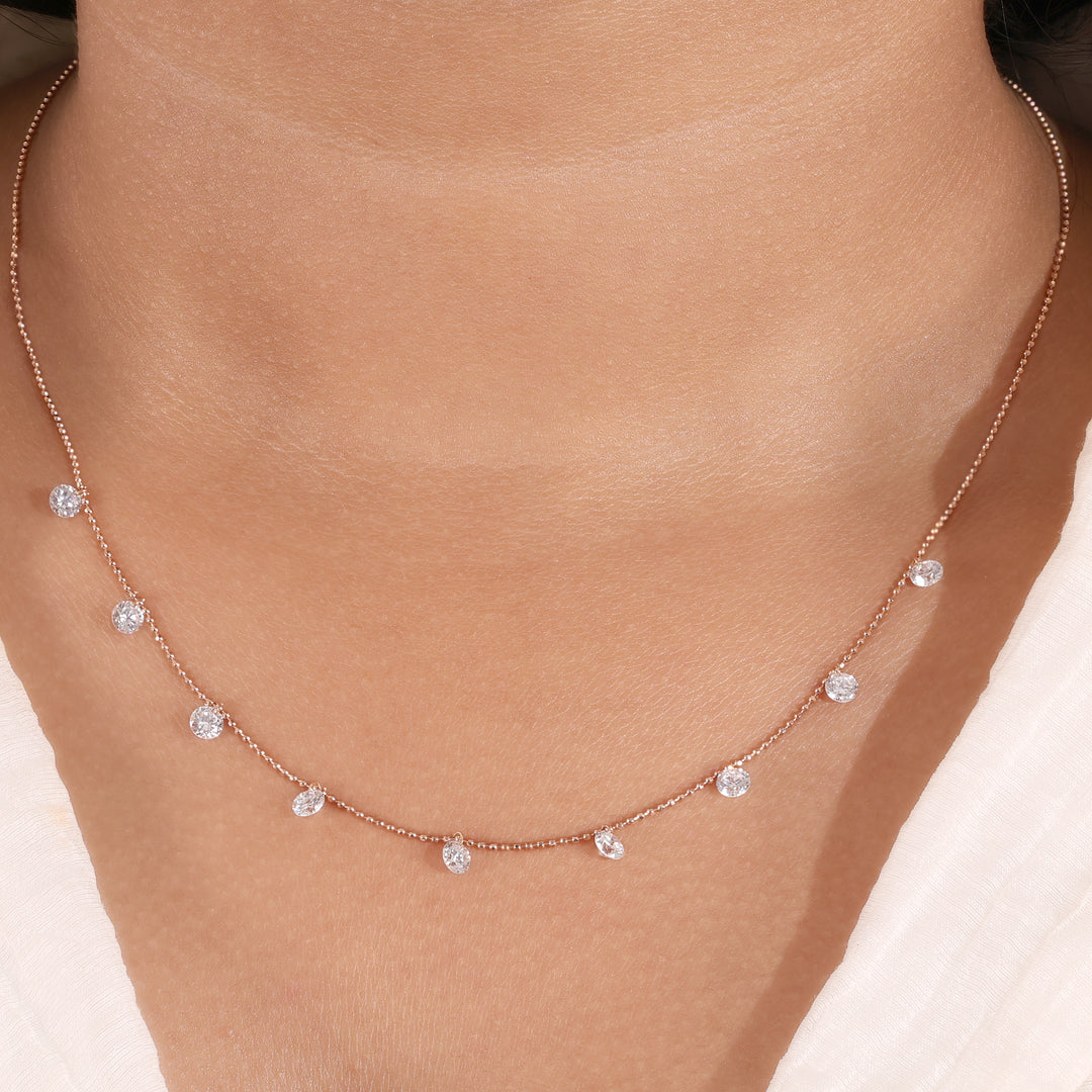 Ready-to-Ship 1.95 CT Round Cut Lab-Grown Drilled Diamond Necklace in 14K Yellow Gold