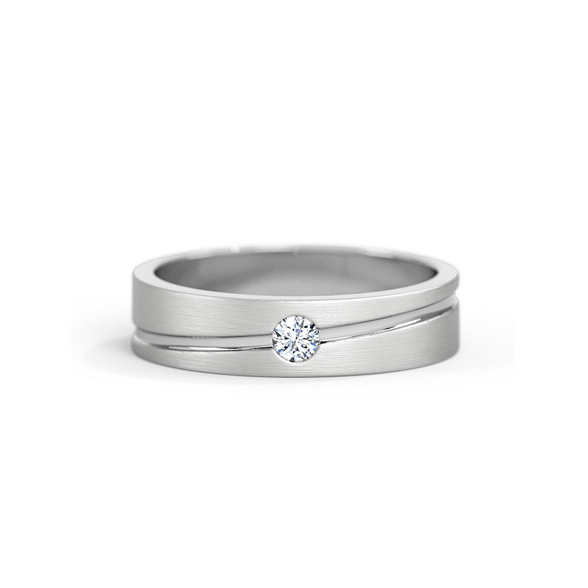 18K White Gold Solitaire Men's Diamond Ring