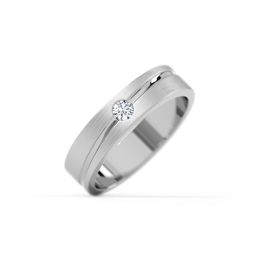 18K White Gold Solitaire Men's Diamond Ring